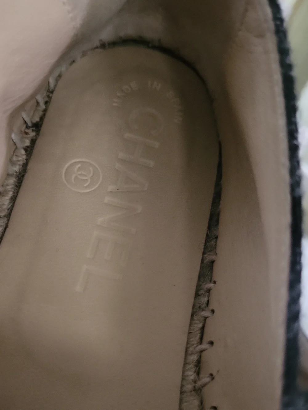 Coco Chanel Check Wool Cap Toe CC Espadrille Flats